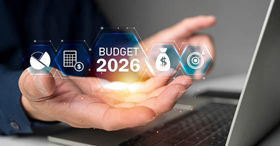 Hands and budget text
